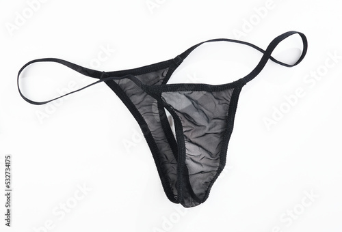 Fotografija Sexy black thong with a T-neck on a white background.