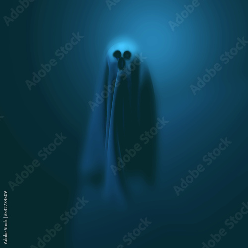 Ghost isolated on black background. 3D render illustration.