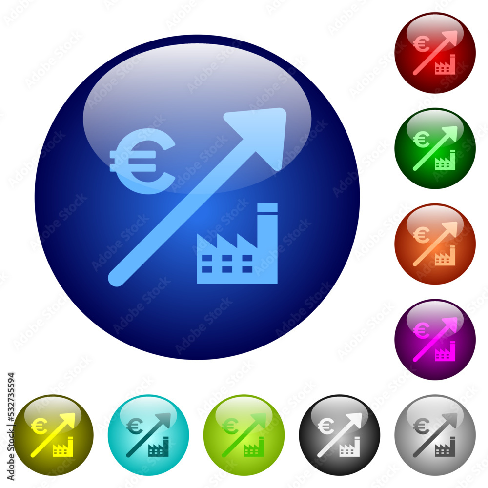 Rising power plant european Euro prices color glass buttons Rising power plant european Euro prices color glass buttons