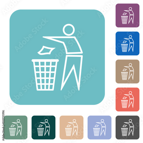 Tidy man outline rounded square flat icons photo