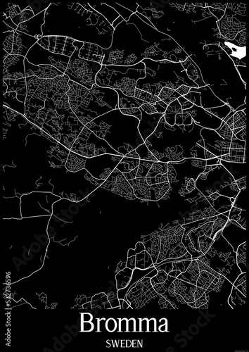 Black and White city map poster of Bromma Sweden.