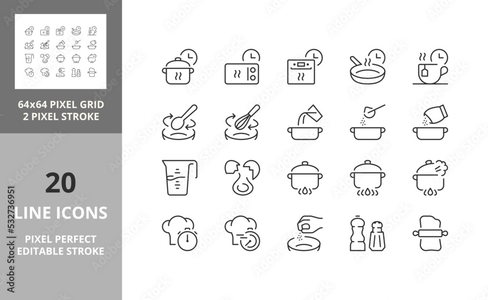 cooking 64px and 256px editable vector set