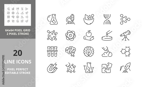 science 64px and 256px editable vector set
