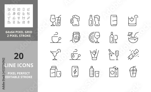 beverages 64px and 256px editable vector set
