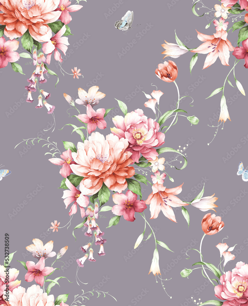 Classic Popular Flower Seamless pattern background.Perfect for wallpaper, fabric design, wrapping paper, surface textures, digital paper.