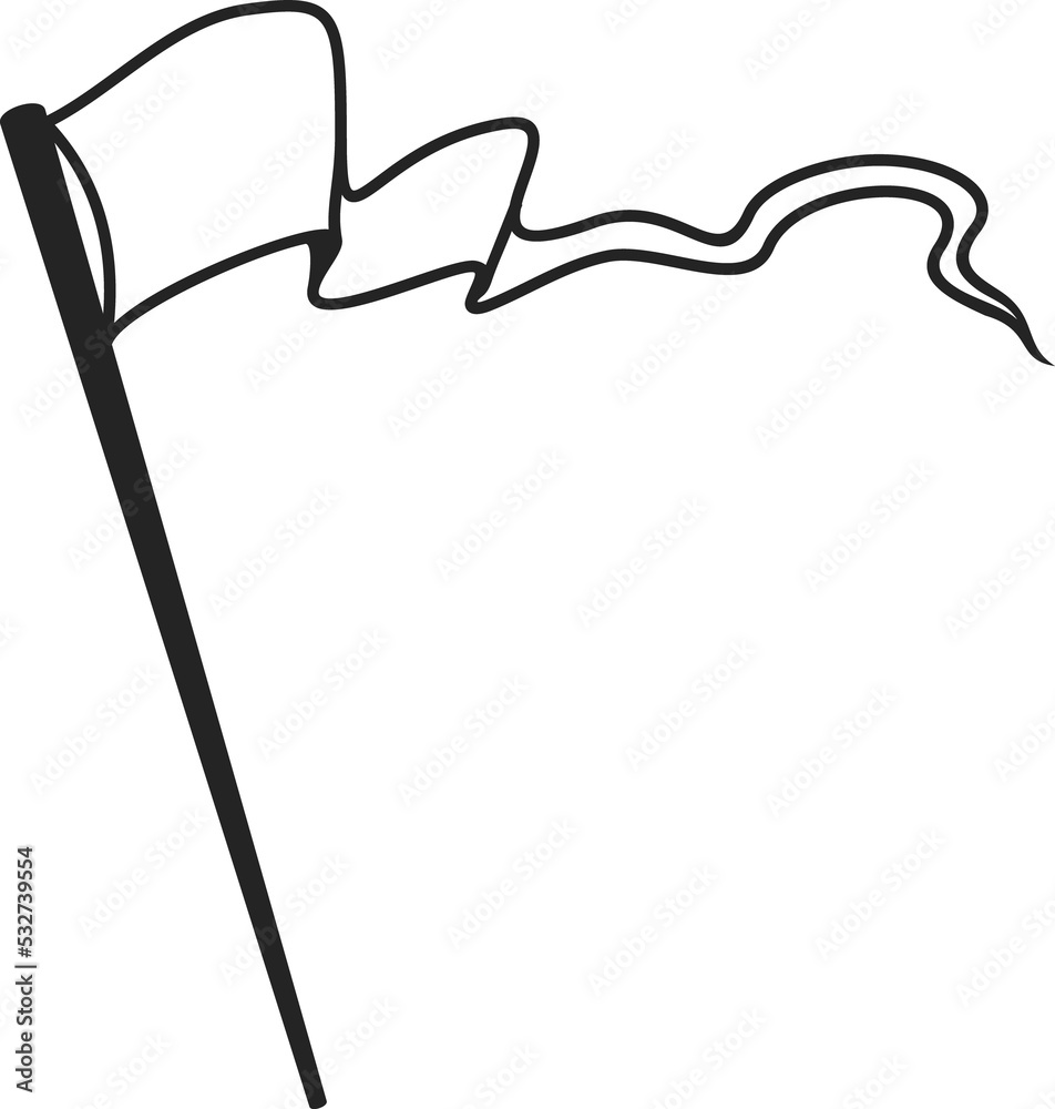 White isolated pennant flag, start finish marker White isolated pennant flag, start finish marker