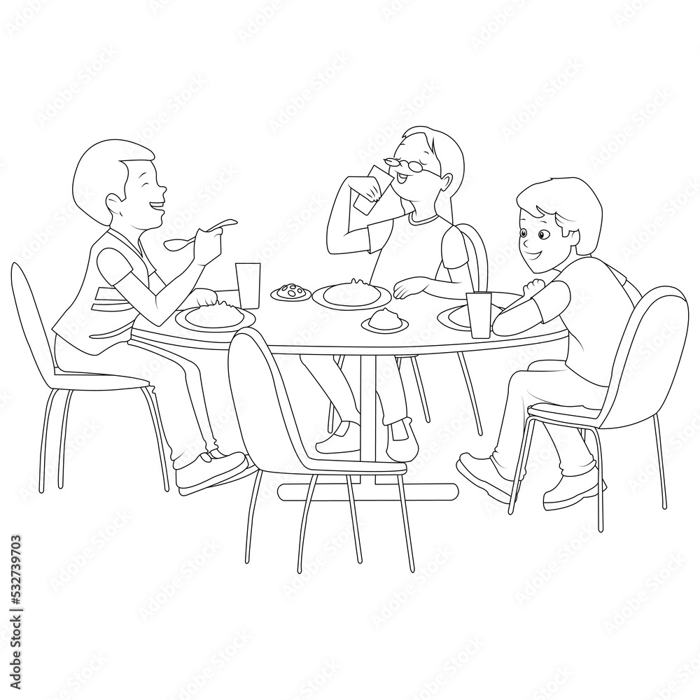 funny eating coloring page for kids