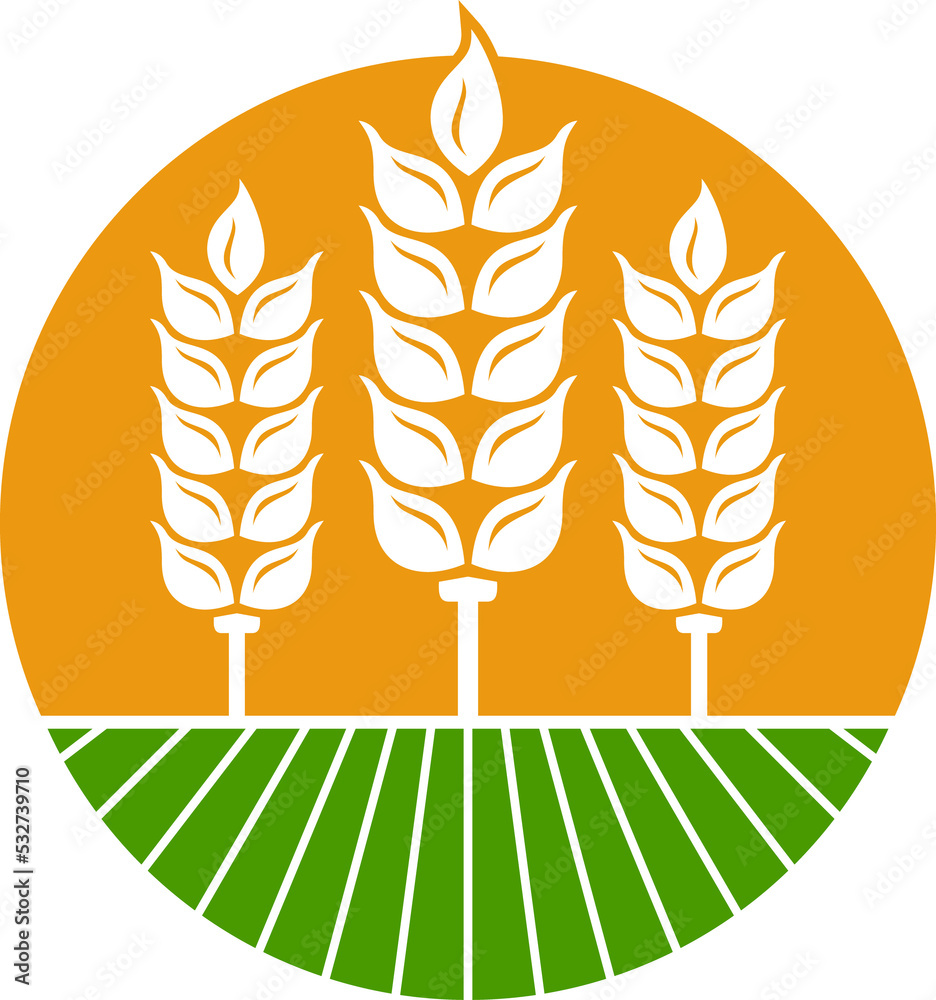 Cereal ear spike icon of wheat, rye barley, rice Cereal ear spike icon of wheat, rye barley, rice