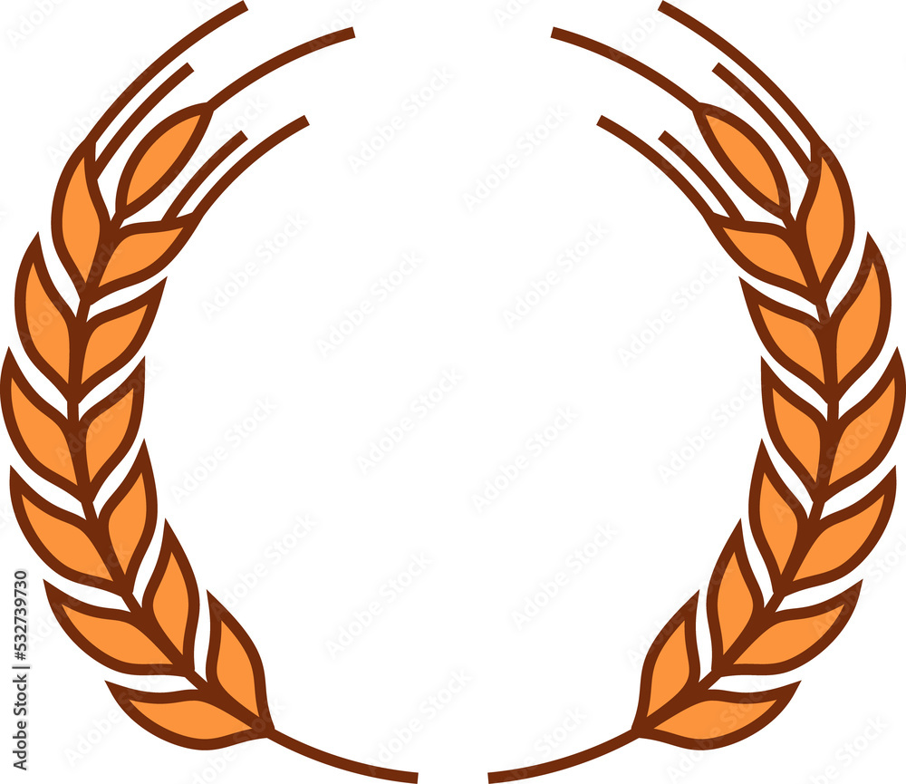 Laurel wreath, cereal wheat ears, organic food Laurel wreath, cereal wheat ears, organic food