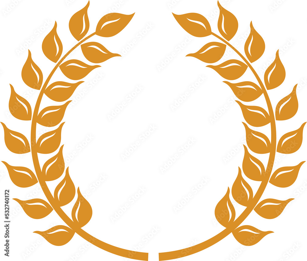 Laurel wreath, cereal wheat ear spike, bakery icon Laurel wreath, cereal wheat ear spike, bakery icon