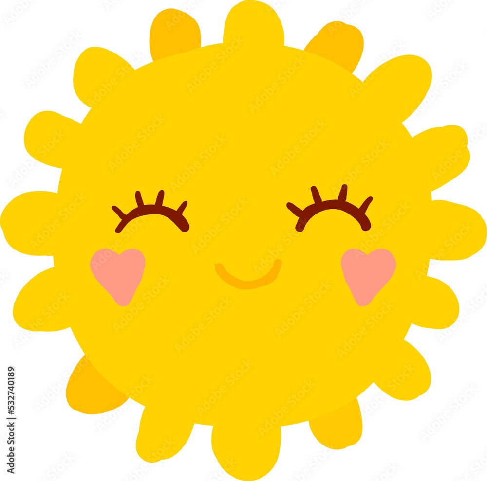 Cartoon sun character, cute personage, emoticon Cartoon sun character, cute personage, emoticon