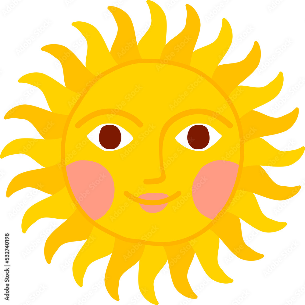 Cartoon funny sun character, isolated personage