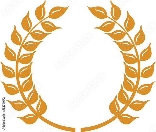 Laurel wreath, cereal wheat ear spike, bakery icon