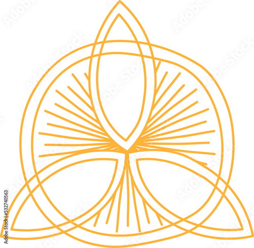 Triquetra triangular figure, three arcs in circle