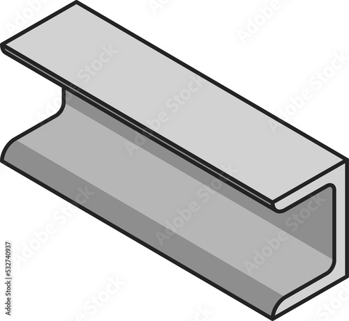 Фотография C shape rail profile, rolled metal product, girder