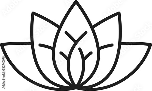 Buddhism sign, waterlily lotus flower outline icon photo