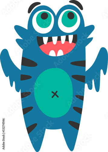 Cartoon alien cat, fantasy monster character