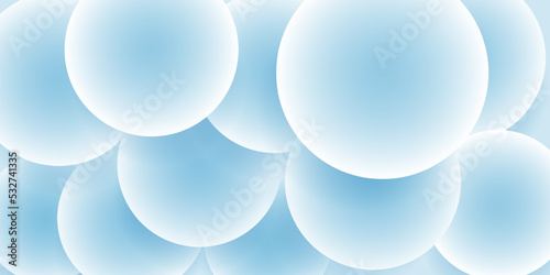 Abstract background of circles with shadows in light blue colors