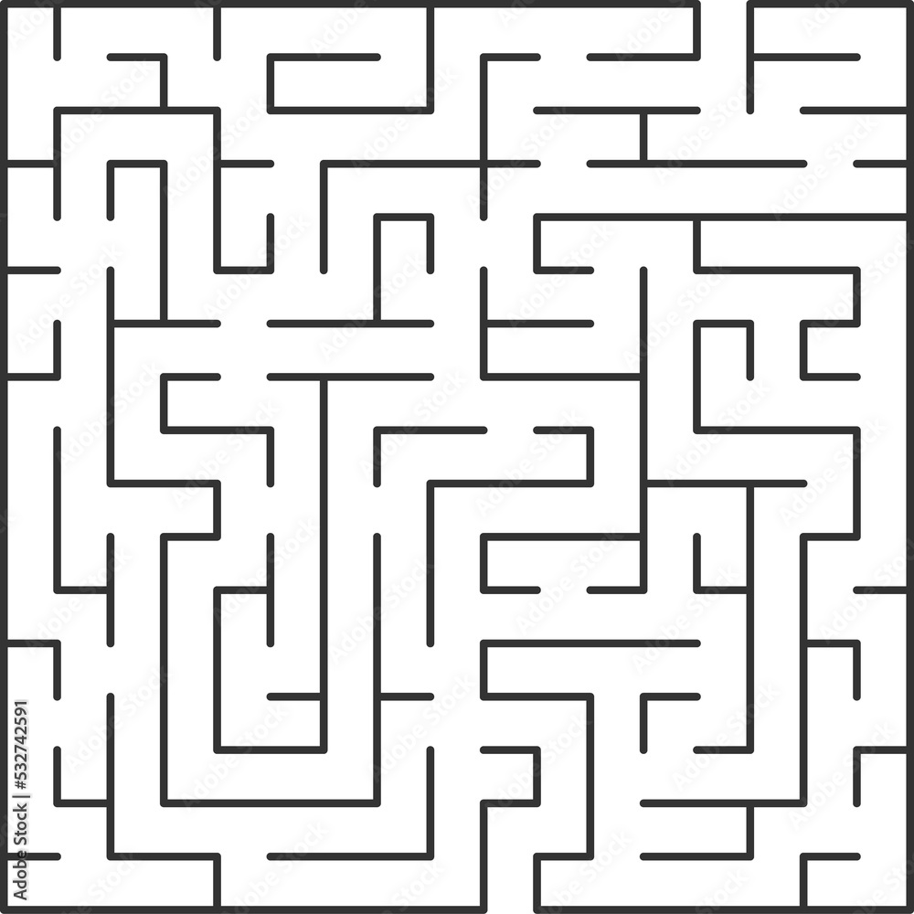 Square labyrinth maze game isolate find way puzzle