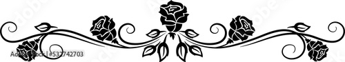 Black roses flower divider, vintage floral border