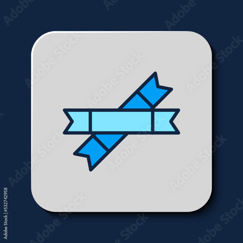Filled outline Sugar stick packets icon isolated on blue background. Blank individual package for bulk food products as coffee, salt, spices. Vector