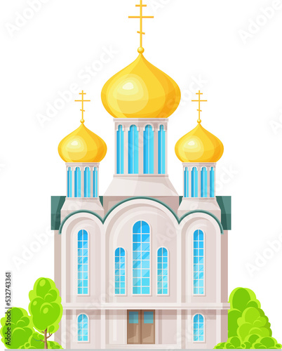 Orthodox church, temple or cathedral building icon