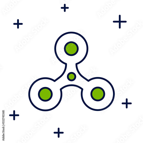 Filled outline Fidget spinner icon isolated on white background. Stress relieving toy. Trendy hand spinner. Vector
