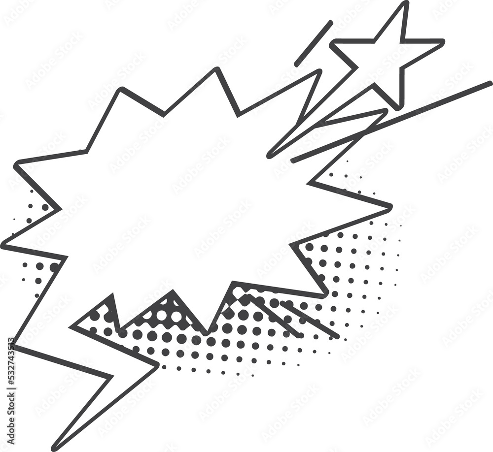 Comic burst bubble, pop art frame doodle balloon