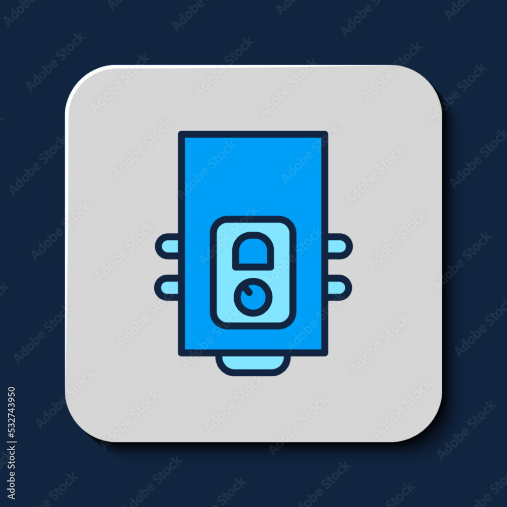 Filled outline Gas boiler with a burning fire icon isolated on blue background. Vector Filled outline Gas boiler with a burning fire icon isolated on blue background. Vector