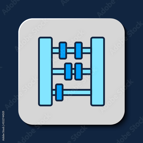 Filled outline Abacus icon isolated on blue background. Traditional counting frame. Education sign. Mathematics school. Vector