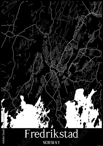 Photos Black and White city map poster of Fredrikstad Norway.