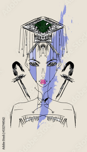 Empress. Warrior, character, anime, sketch