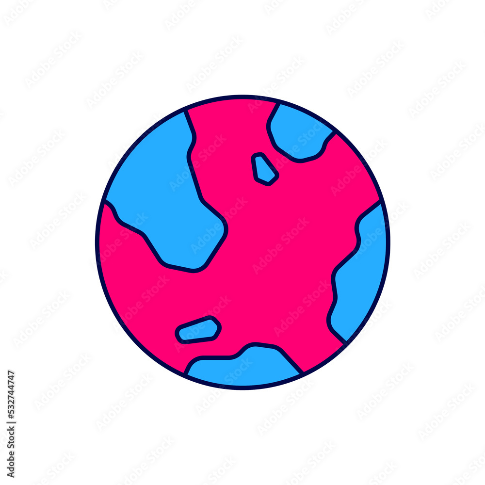 Filled outline Earth globe icon isolated on white background. World or Earth sign. Global internet symbol. Geometric shapes. Vector Filled outline Earth globe icon isolated on white background. World or Earth sign. Global internet symbol. Geometric shapes. Vector