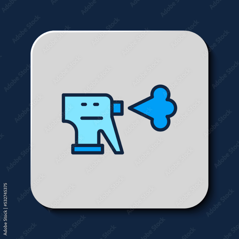 Filled outline Hairdresser pistol spray bottle with water icon isolated on blue background. Vector Filled outline Hairdresser pistol spray bottle with water icon isolated on blue background. Vector