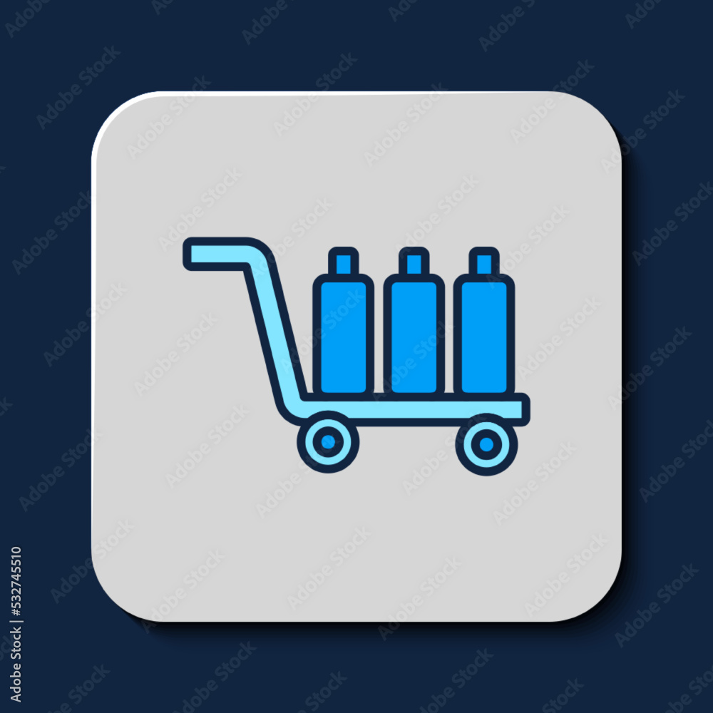 Filled outline Trolley suitcase icon isolated on blue background. Traveling baggage sign. Travel luggage icon. Vector Filled outline Trolley suitcase icon isolated on blue background. Traveling baggage sign. Travel luggage icon. Vector