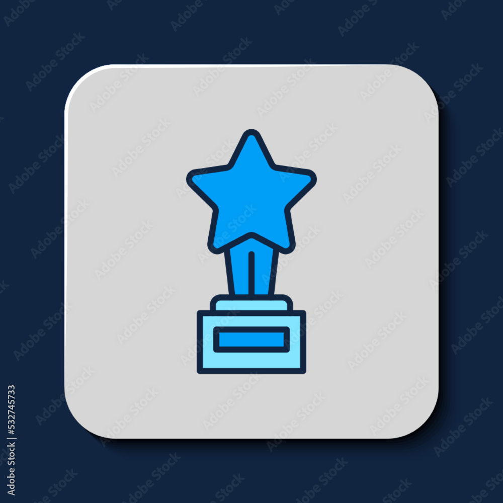 Filled outline Movie trophy icon isolated on blue background. Academy award icon. Films and cinema symbol. Vector Filled outline Movie trophy icon isolated on blue background. Academy award icon. Films and cinema symbol. Vector