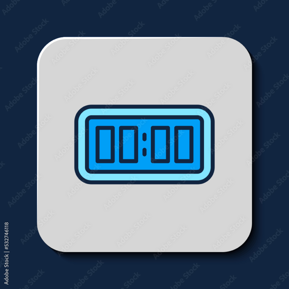 Filled outline Digital alarm clock icon isolated on blue background. Electronic watch alarm clock. Time icon. Vector Filled outline Digital alarm clock icon isolated on blue background. Electronic watch alarm clock. Time icon. Vector