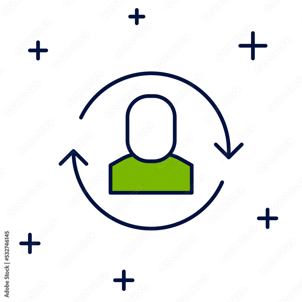 Filled outline Exchange work icon isolated on white background. Information exchange between people. Employee or people Replacement or swap position concept. Vector Filled outline Exchange work icon isolated on white background. Information exchange between people. Employee or people Replacement or swap position concept. Vector