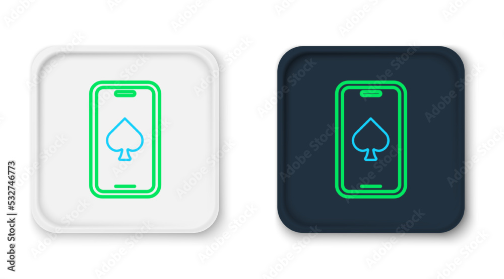 Line Online poker table game icon isolated on white background. Online casino. Colorful outline concept. Vector Line Online poker table game icon isolated on white background. Online casino. Colorful outline concept. Vector