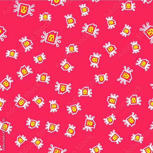 Wallpaper Mural Line Smart home icon isolated seamless pattern on red background. Remote control. Vector Torontodigital.ca