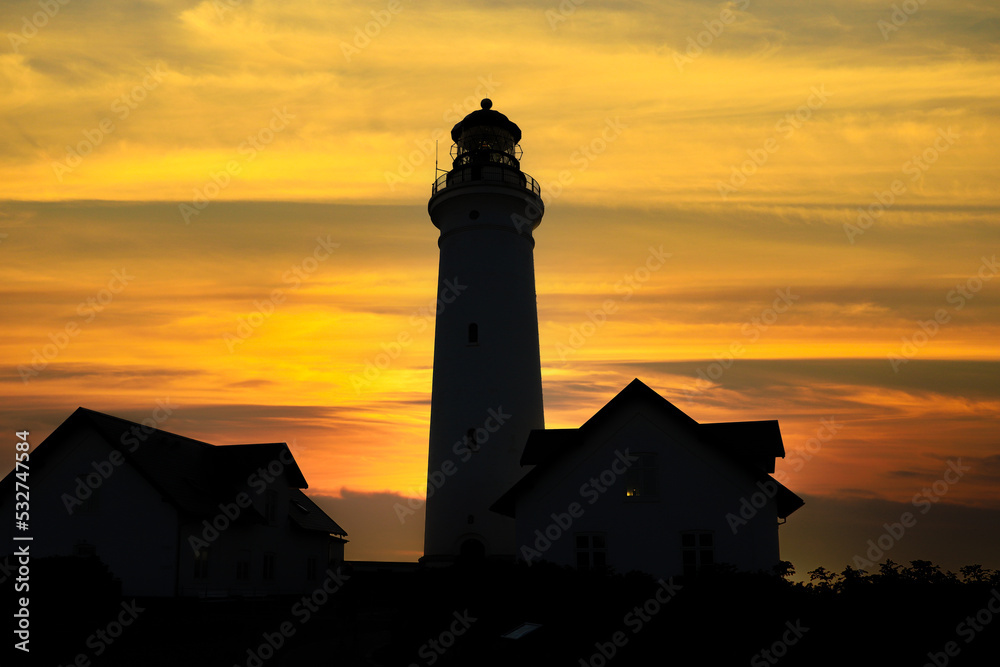 The lighthouse of Hirtshals during the sunset, Denmark