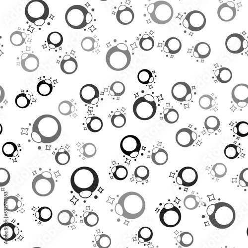 Black Fantasy magic stone ring with gem icon isolated seamless pattern on white background. Vector