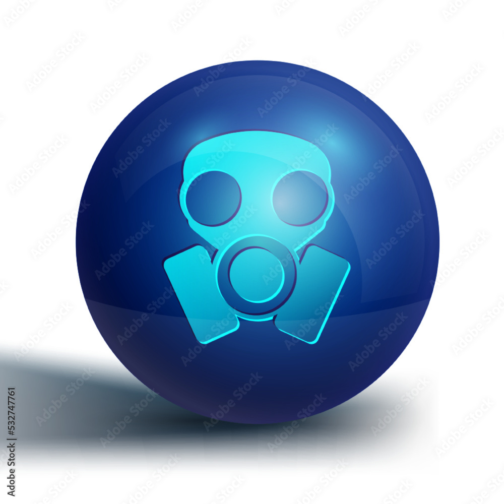 Blue Gas mask icon isolated on white background. Respirator sign. Blue circle button. Vector Blue Gas mask icon isolated on white background. Respirator sign. Blue circle button. Vector