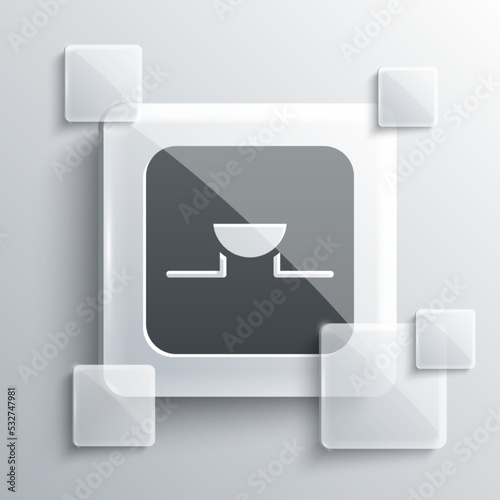 Grey Buzzer in electronic circuit icon isolated on grey background. Square glass panels. Vector