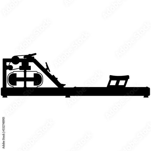 Rowing machine, Indoor rower for total body workout and cross trainer sport equipment realistic silhouette