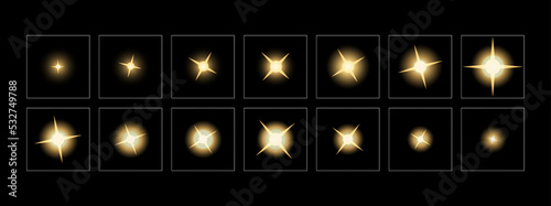 Colorful shine light FX. Shine effect sprite sheet for animation and motion design. photo