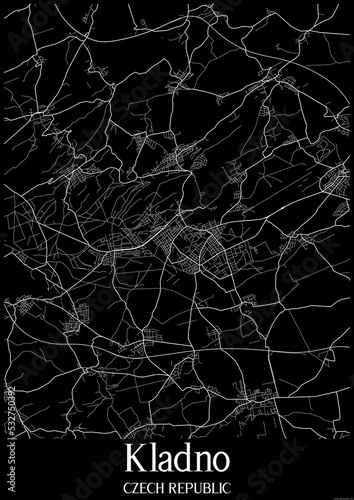 Wallpaper Mural Black and White city map poster of Kladno Czech Republic. Torontodigital.ca