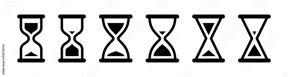 hourglass icon set. Sand watch, sand glass, time glass symbols. Simple flat vector icons. hourglass icon set. Sand watch, sand glass, time glass symbols. Simple flat vector icons.