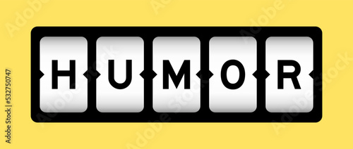 Black color in word humor on slot banner with yellow color background