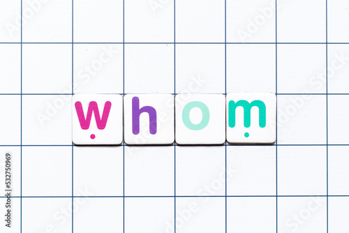 Wallpaper Mural Colorful tile letter in word whom on white grid background Torontodigital.ca